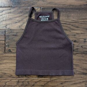 WallFlower InstaSmooth cropped ribbed tank top brown size small